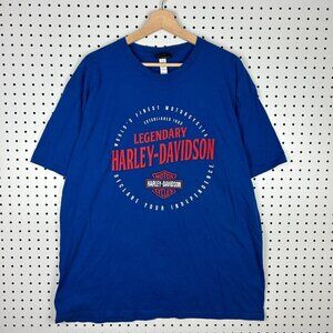 Harley Davidson Motorcycle Biker T Shirt Sz XL Blue Red Heart of Dixie Pelham AL